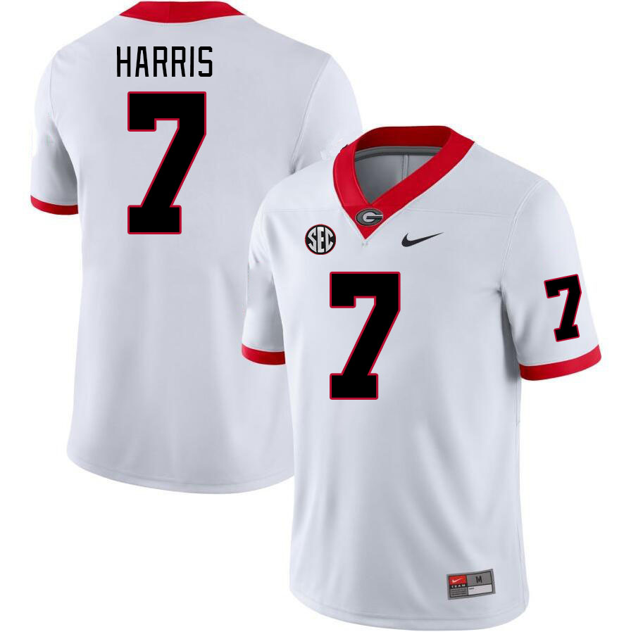 Men #7 Daniel Harris Georgia Bulldogs College Football Jerseys Stitched-White